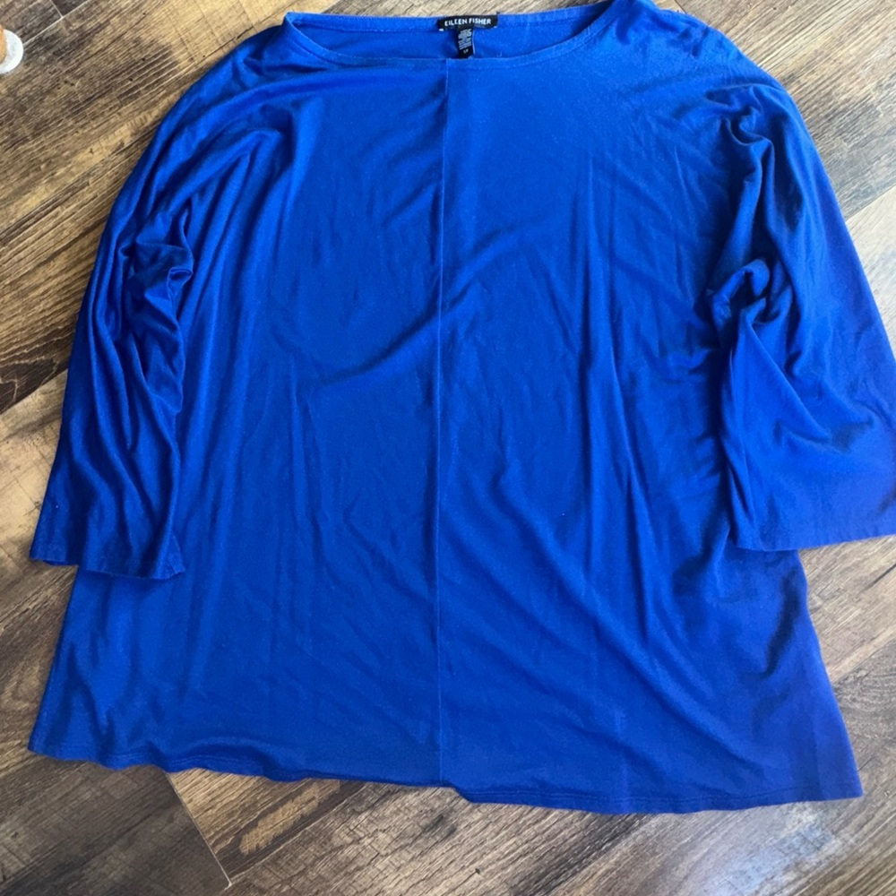 Eileen Fisher Blue Blouse 3/4 Sleeves